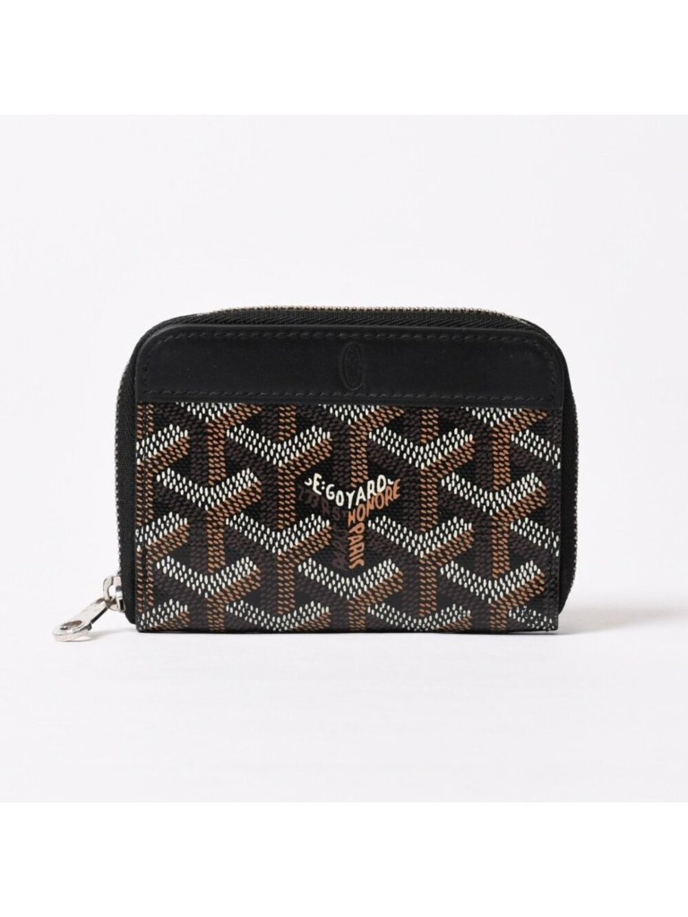 Goyard Matignon PM Card Case Coin Purse Din Canvas Leather Black Silver